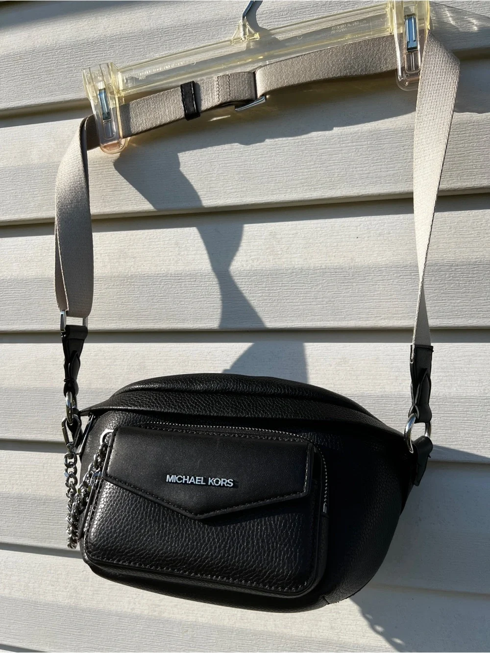 NEW Michael Kors 2-in-1 Leather Sling Purse Black Bag